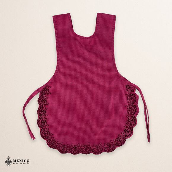 Cherry Mexican Embroidered Smock Apron – Floral Traditional Design for Women - Picture 4 of 8